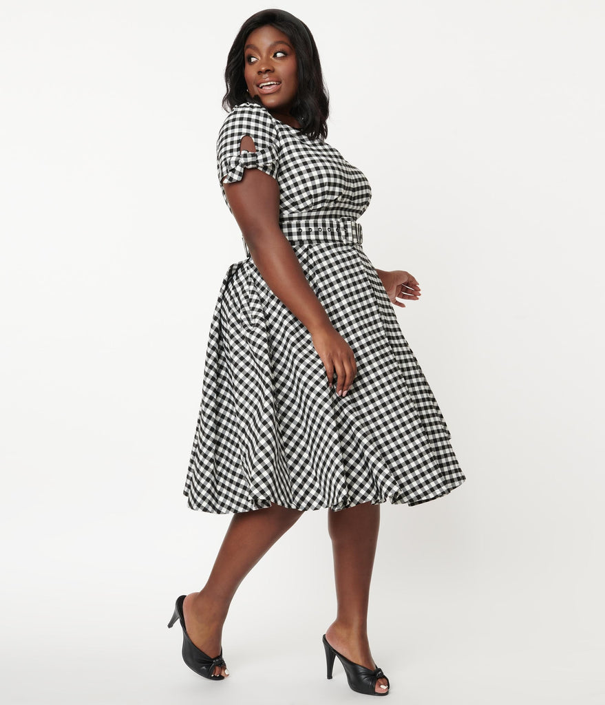 Black ☀ White Gingham Doreen Swing Dress